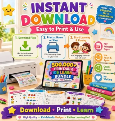 500,000+ Kids Learning Worksheets Mega Bundle