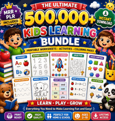 500,000+ Kids Learning Worksheets Mega Bundle