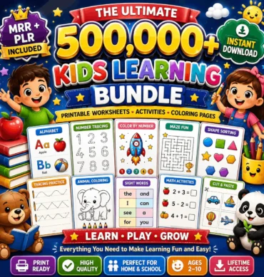 500,000+ Kids Learning Worksheets Mega Bundle